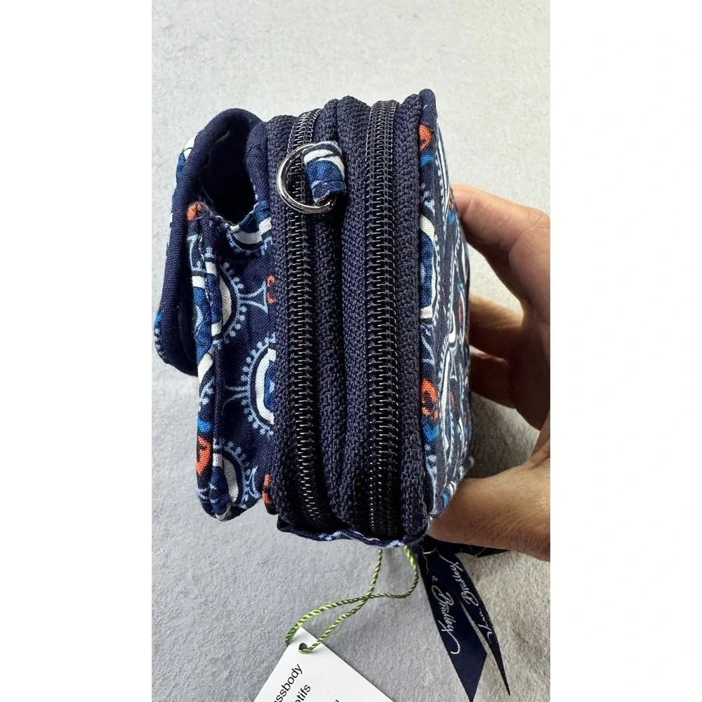 Vera Bradley All In OneCrossbodyWristletWallet Marrakesh Motifs Blue Paisley NWT